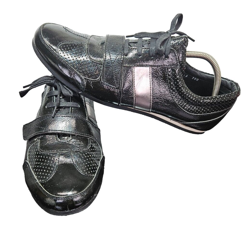 Gavin Harris Italy Handcrafted Designer Sneakers Black Perforated Mens 8 (260)
